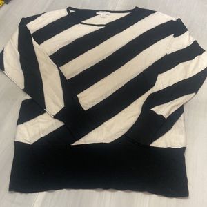 New York & Company Black and cream stipe shirt